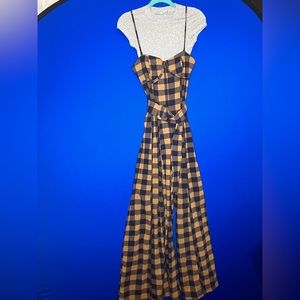 Free People Plaid Bell Bottom w/pockets Jumpsuit and shirt!